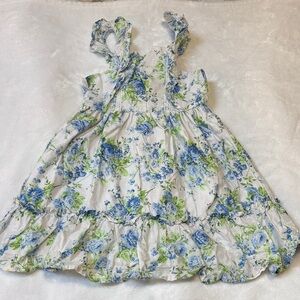 Shabby Chic Blue and Green Floral Kids Dress